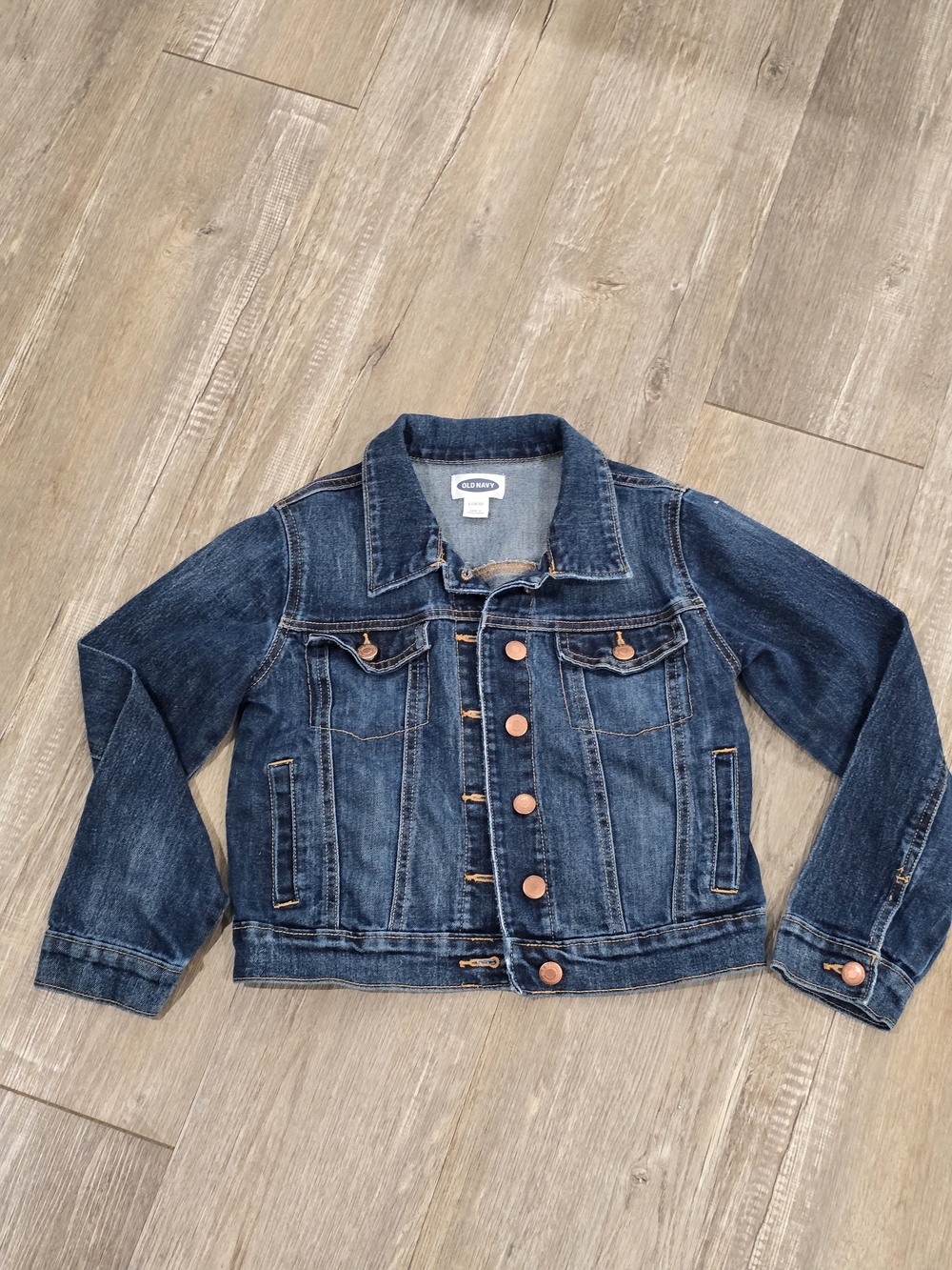 Old Navy Girls Dark Blue Denim Jacket with Copper Buttons